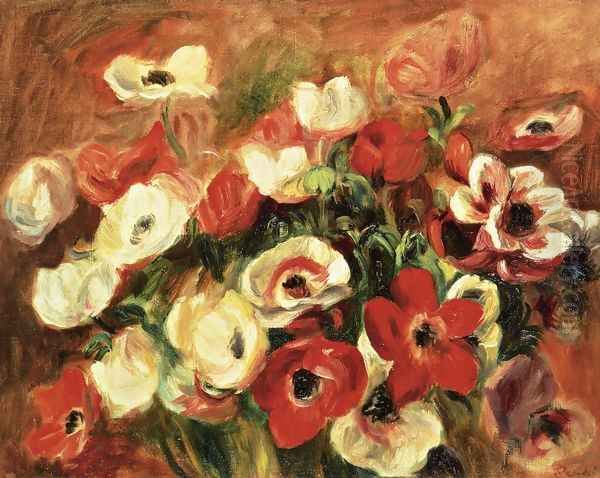 Spray Of Anemones Oil Painting by Pierre Auguste Renoir