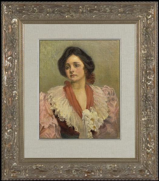 Portrait Of Artist Sister Oil Painting by Jozef Mehoffer