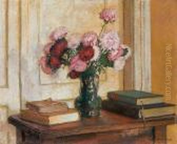 Still Life With A Bouquet Of Aster Oil Painting by Jozef Mehoffer