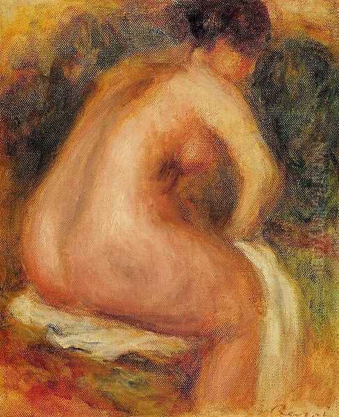 Seated Female Nude Oil Painting by Pierre Auguste Renoir