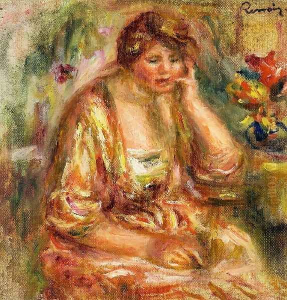 Andree in a Pink Dress Oil Painting by Pierre Auguste Renoir