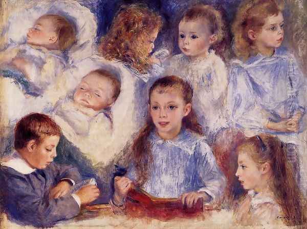 Studies Of The Children Of Paul Berard Oil Painting by Pierre Auguste Renoir