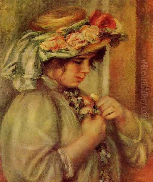 Young Girl In A Hat Oil Painting by Pierre Auguste Renoir