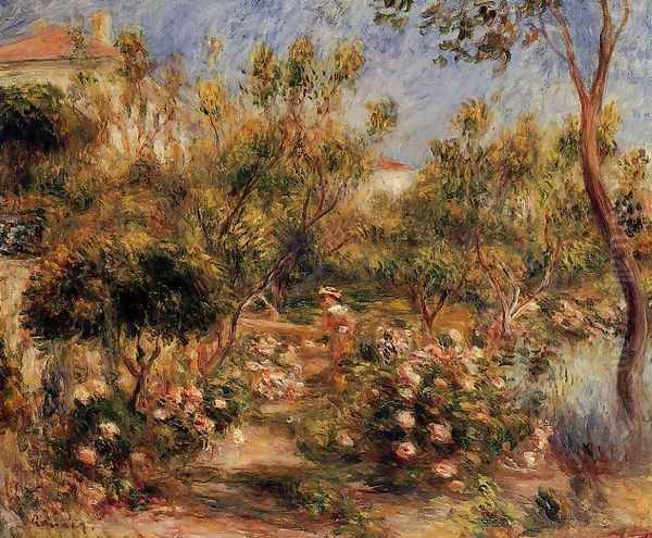 Young Woman In A Garden Cagnes Oil Painting by Pierre Auguste Renoir