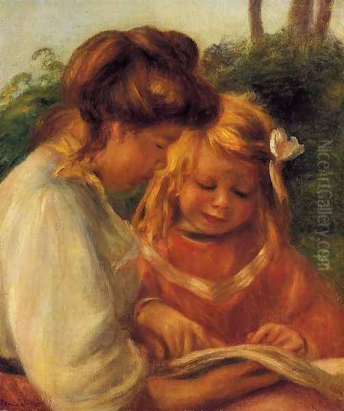 The Alphabet Aka Jean And Gabrielle Oil Painting by Pierre Auguste Renoir