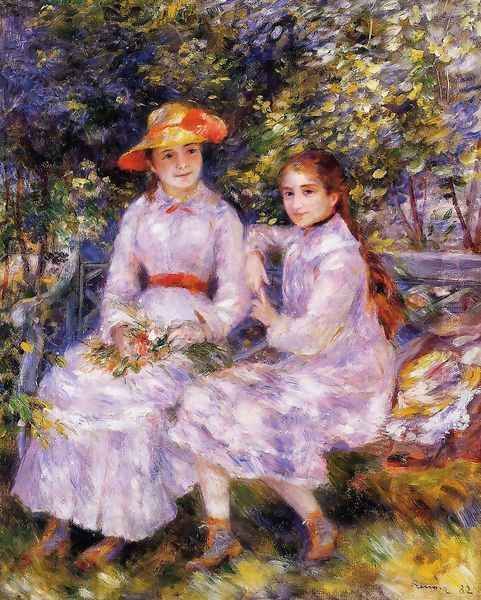 The Daughters Of Paul Durand Ruel Aka Marie Theresa And Jeanne Oil Painting by Pierre Auguste Renoir