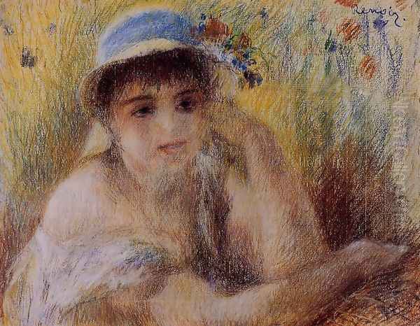 Woman In A Straw Hat2 Oil Painting by Pierre Auguste Renoir