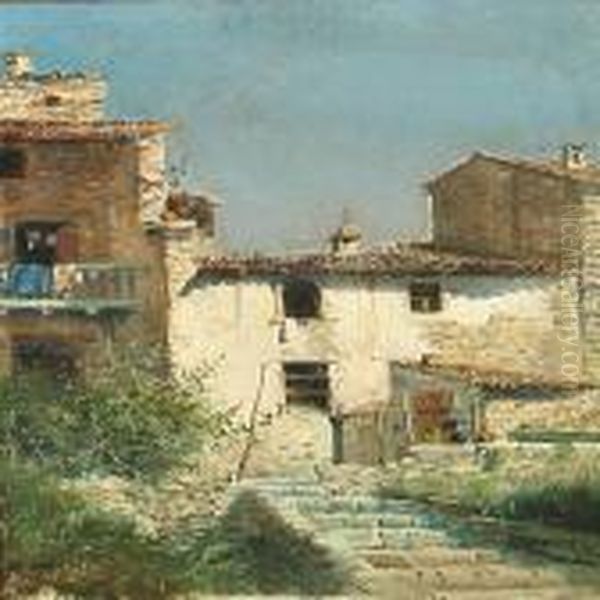 Scene From A Village, Spain Oil Painting by Eliseu Meifren i Roig