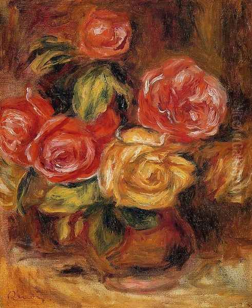 Roses In A Vase4 Oil Painting by Pierre Auguste Renoir