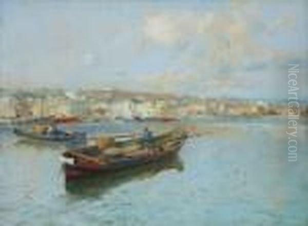 Vuelta A Casa De Los Primeros Barcos De Pesca Oil Painting by Eliseu Meifren i Roig