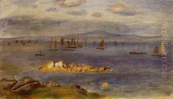 The Coast Of Brittany Fishing Boats Oil Painting by Pierre Auguste Renoir