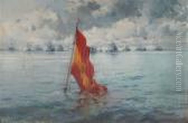 Batalla Naval De Cuba Oil Painting by Eliseu Meifren i Roig