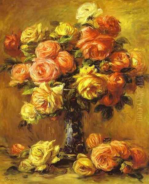 Roses in a Vase 3 Oil Painting by Pierre Auguste Renoir