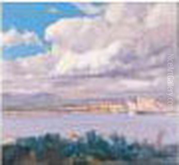 Bahia De Palma De Mallorca (a View Of Palma De Mallorca) Oil Painting by Eliseu Meifren i Roig