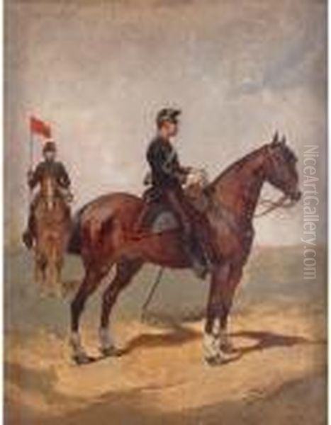 Soldati A Cavallo Oil Painting by Jean-Louis-Ernest Meissonier