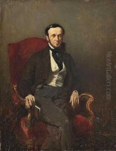 Portrait Of A Gentleman Said To Be The Artist's Uncle, Three-quarter Length, Seated Oil Painting by Jean-Louis-Ernest Meissonier