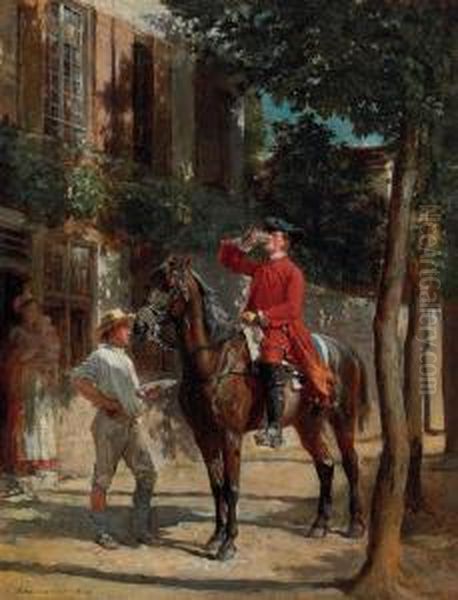 The Stirrup Cup Oil Painting by Jean-Louis-Ernest Meissonier