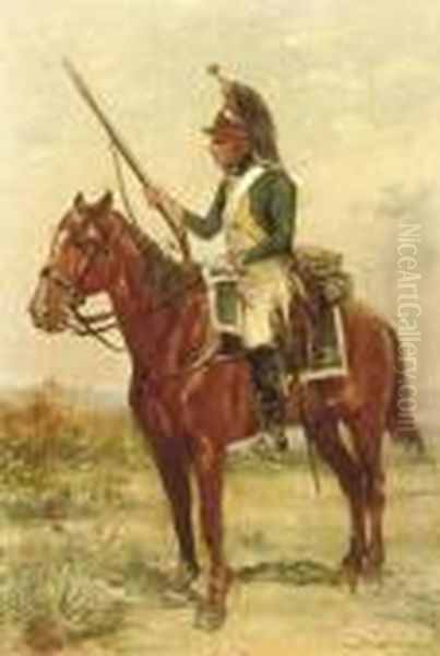 Dragon En Vedette: An Officer On Horse Back Oil Painting by Jean-Louis-Ernest Meissonier