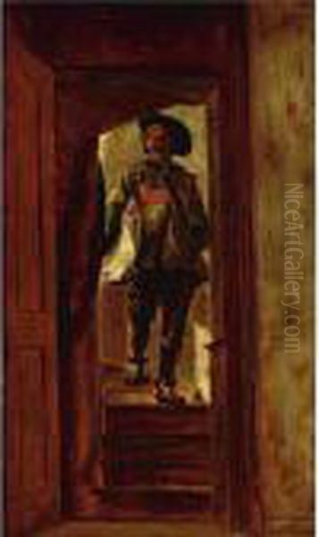 An Officer Entering A Tavern Oil Painting by Jean-Louis-Ernest Meissonier