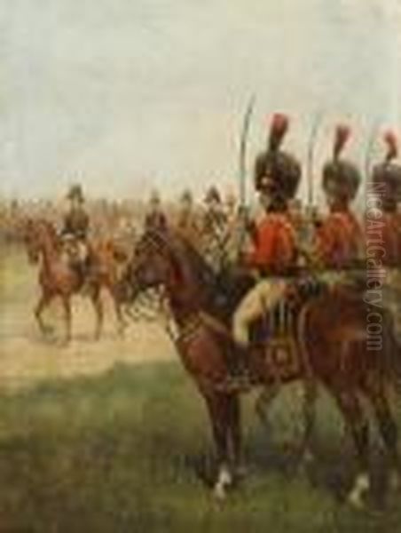 A Napoleonic Military Review Oil Painting by Jean-Louis-Ernest Meissonier