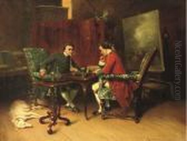 A Game Of Chess Oil Painting by Jean-Louis-Ernest Meissonier