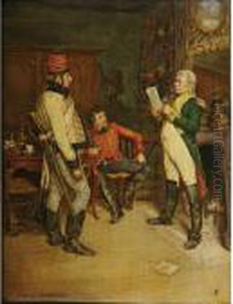 Soldiers Meeting Oil Painting by Jean-Louis-Ernest Meissonier