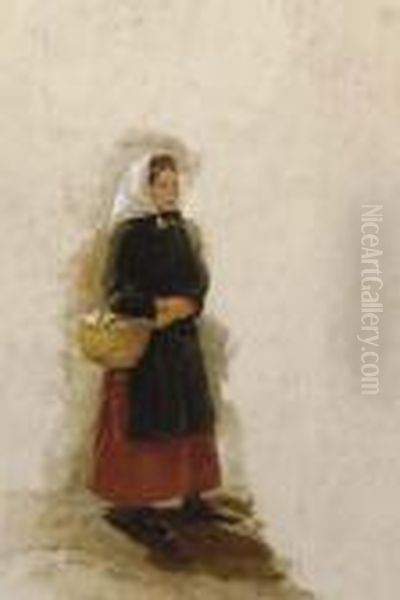 An Antibes Woman Carrying A Basket Oil Painting by Jean-Louis-Ernest Meissonier