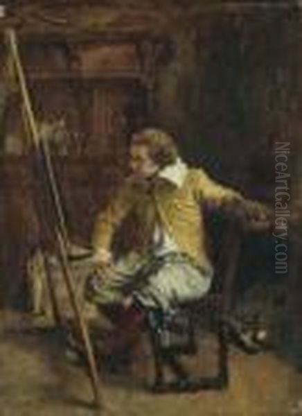 Painter At The Easle Oil Painting by Jean-Louis-Ernest Meissonier