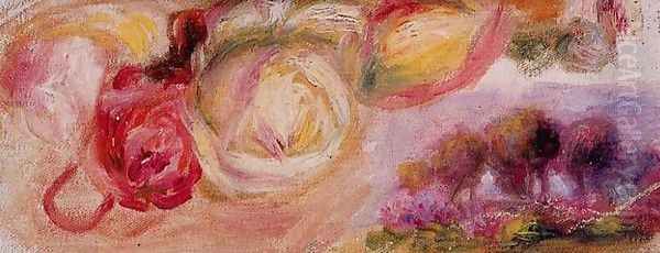 Roses With A Landscape7 Oil Painting by Pierre Auguste Renoir