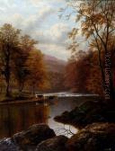 Autumn On The Wharfe Oil Painting by William Mellor