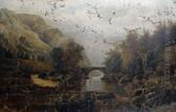 River Landscape Oil Painting by William Mellor