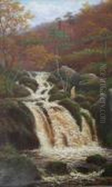 Falls On The Burbadge, Nr. Grindleford Bridge, Derbyshire Oil Painting by William Mellor