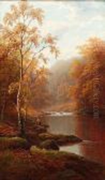 On The Wharfe, Bolton Woods Oil Painting by William Mellor