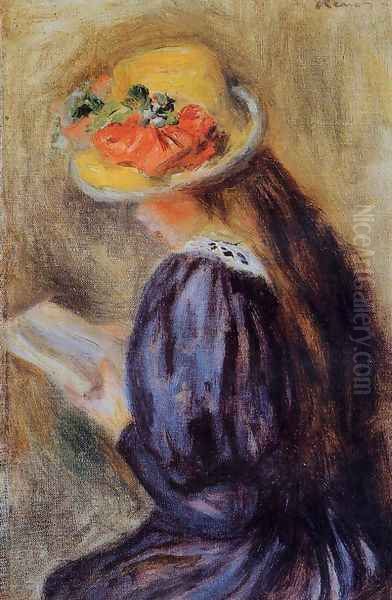 The Little Reader Aka Little Girl In Blue Oil Painting by Pierre Auguste Renoir