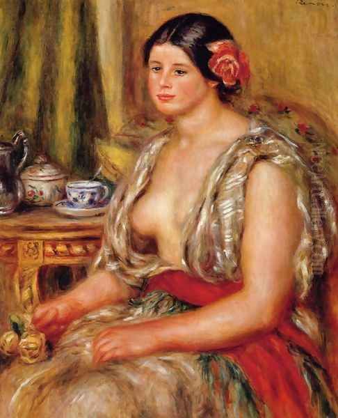 Young Woman Seated In An Oriental Costume Oil Painting by Pierre Auguste Renoir