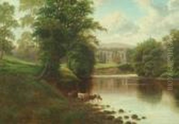 Bolton Abbey From The Wharfe Oil Painting by William Mellor