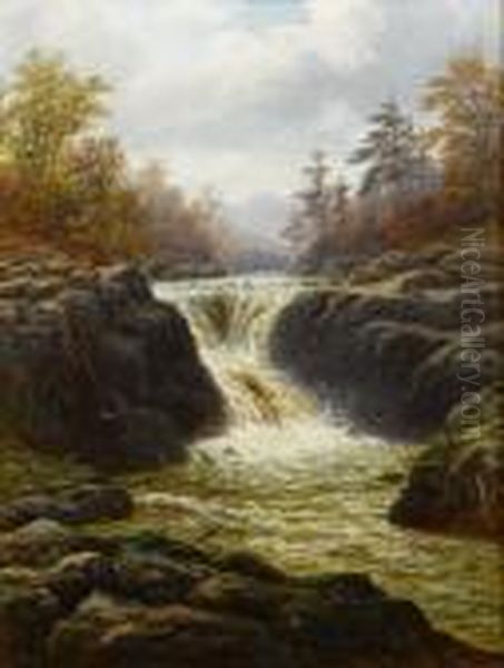 Skelwith Force Westmorland Oil Painting by William Mellor