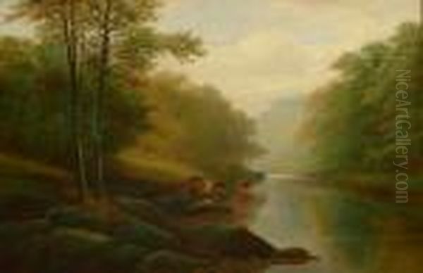 On The Wharfe Bolton Woods Oil Painting by William Mellor