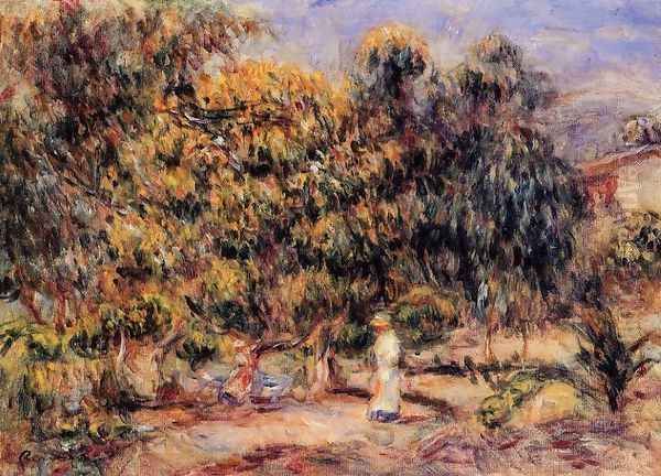 Woman In White In The Garden At Colettes Oil Painting by Pierre Auguste Renoir