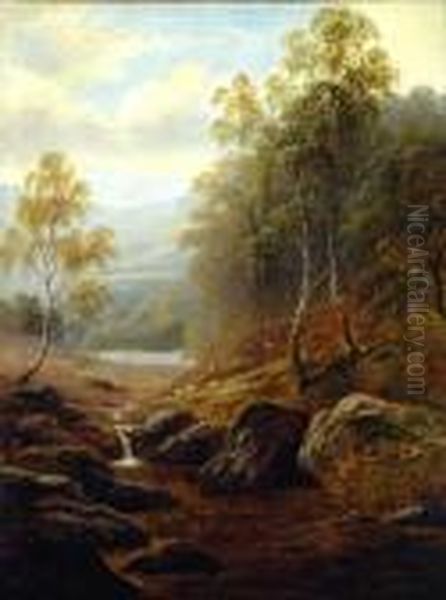 Mountain Stream Oil Painting by William Mellor