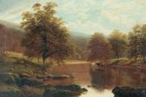 The Wharfe, Bolton Woods. Oil Painting by William Mellor