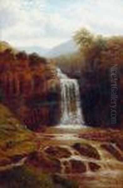 Hornton Force Oil Painting by William Mellor