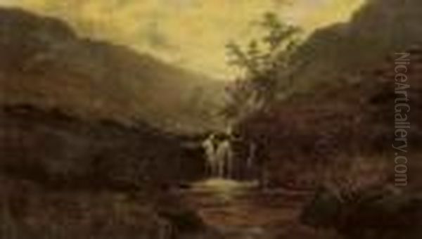 A Moorland Stream Oil Painting by William Mellor