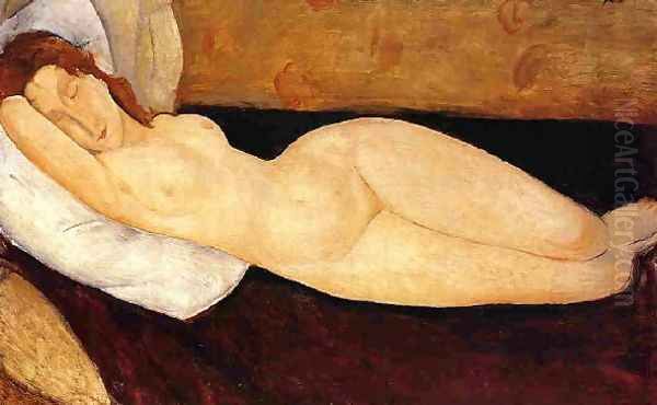 Reclining Nude Head Resting On Right Ar Nude Restin M Aka Nude On A Couch Oil Painting by Pierre Auguste Renoir