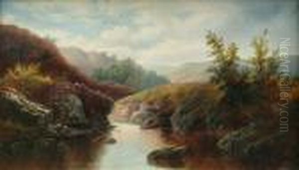 A Rocky River Gorge Oil Painting by William Mellor