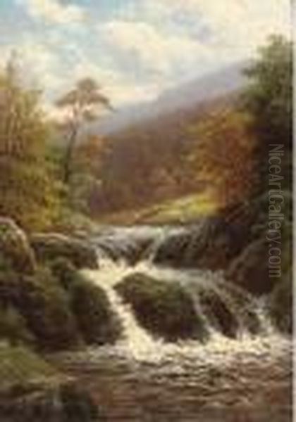 A Rocky Stream Oil Painting by William Mellor