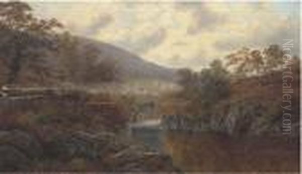 Pont-y-aberglaslyn, North Wales Oil Painting by William Mellor