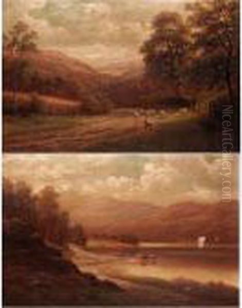 In The Washburn Valley, Yorkshire; Rydal Lake From Loughrigg Side, Westmoreland Oil Painting by William Mellor