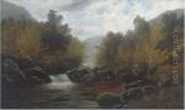 On The Lledr, Near Bettws-y-coed Oil Painting by William Mellor