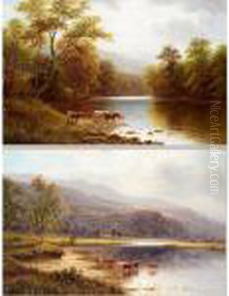 On The Wharfe, Near Beamsley; On The Glaslyn, North Wales Oil Painting by William Mellor